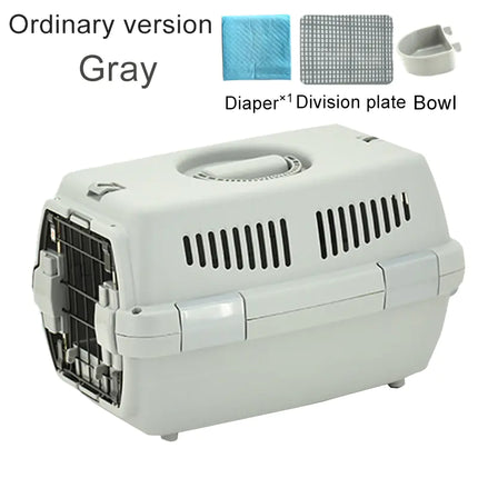 Portable Airline Pet Carrier – Travel Crate for Dogs, Cats & Rabbits with Bowl & Mat Set