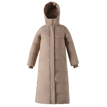 Women’s Long Knee-Length Hooded Down Cotton Coat – Thick Winter Warm Slim Fit Jacket