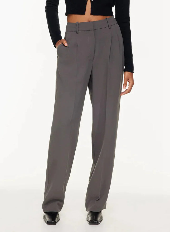 Women’s two-piece suit set with high-waisted wide-leg pants and belt