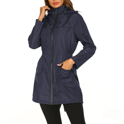 Women’s Waterproof Light Raincoat – Hooded Windbreaker for Outdoor Adventures