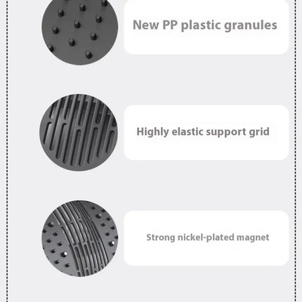 Memory rubber ball with PP plastic granules, elastic grid & nickel-plated magnet for massage therapy