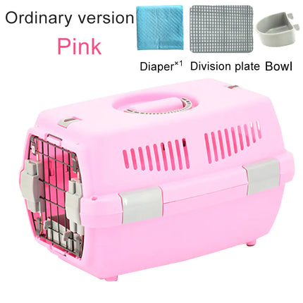 Portable Airline Pet Carrier – Travel Crate for Dogs, Cats & Rabbits with Bowl & Mat Set