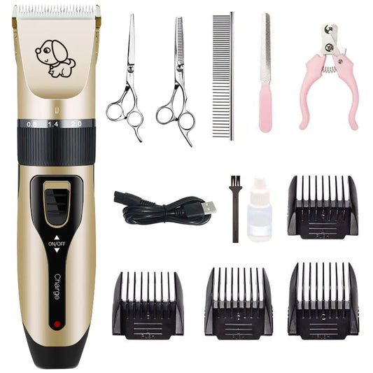 Electric Pet Grooming Kit for Dogs and Cats – Cordless Clipper Set with Multiple Blade Options
