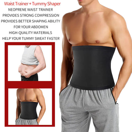 Men’s Abdomen Reducer Sauna Body Shaper – Waist Trainer Sweat Belt for Slimming & Core Support