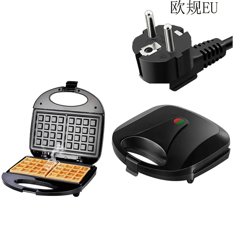 3-in-1 Waffle & Sandwich Maker – Compact Breakfast Machine (750W)