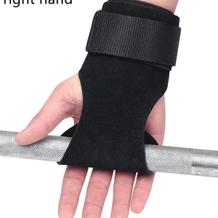 Black weightlifting wrist wrap with Velcro strap for gym barbell support