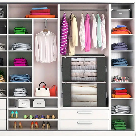90L Large Foldable Storage Bags with Durable Handles – Closet Organizer for Clothes & Bedding