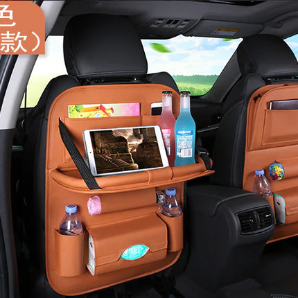 Organiseur de siège auto avec table pliable – Rangement et plateau pour siège arrière en cuir PU | 30 % de réduction + Livraison gratuite
