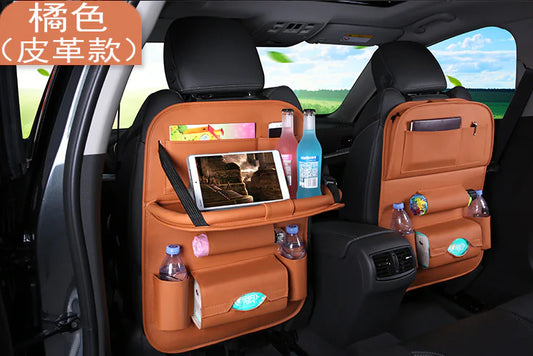 Car Seat Organizer with Foldable Table – PU Leather Backseat Storage & Tray