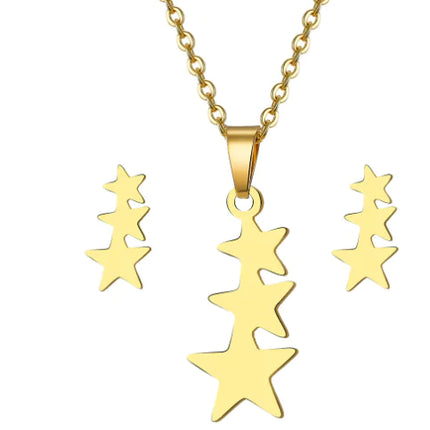 Heart Pendant Necklace & Earring Set – Minimalist Stainless Steel Jewelry for Women