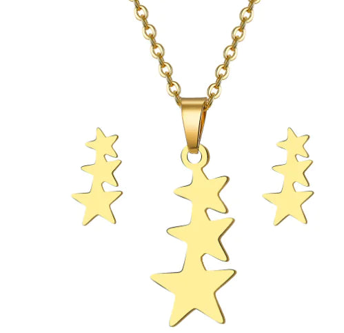 Heart Pendant Necklace & Earring Set – Minimalist Stainless Steel Jewelry for Women