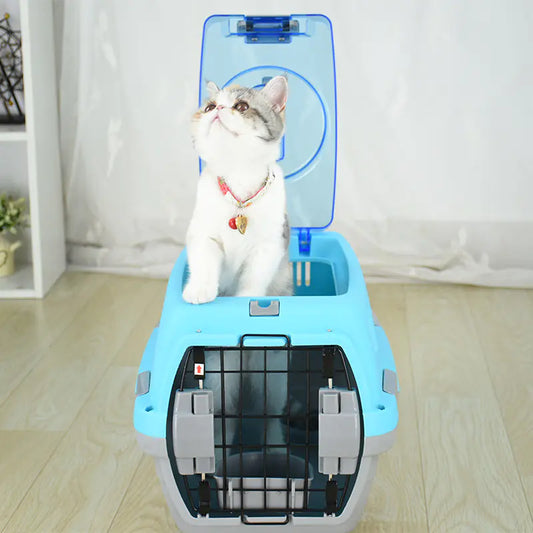 Portable Airline Pet Carrier – Travel Crate for Dogs, Cats & Rabbits with Bowl & Mat Set, plus free worldwide shipping.