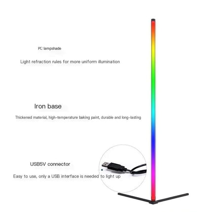 RGB LED Floor Lamp – Smart Color-Changing Ambient Light with Remote & Voice Control