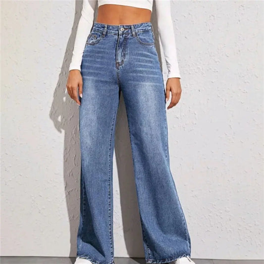 Loose High Waist Wide Leg Jeans for Women – Light Blue Cotton Denim | 30% Off + Free Global Shipping