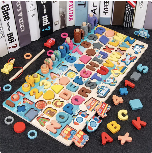 Montessori Baby Wooden Educational Toy – 7-in-1 Magnetic Number & Shape Learning Board (Ages 3+) | Free Shipping