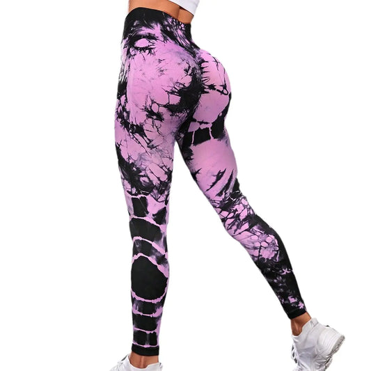 Women’s Tie-Dye Yoga Pants – High Waist Hip Lift Sports Leggings