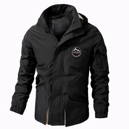Men’s Casual Waterproof Jacket – Hooded & Multi-Pocket Outdoor Coat