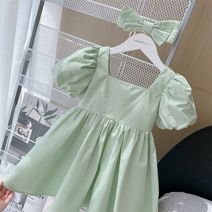 Children's Short Sleeve Princess Dress – Fairy Tale Costume for Baby Girls