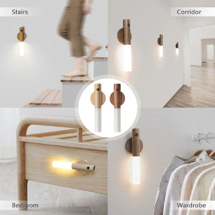 Motion Sensor LED Light | Magnetic USB Rechargeable Wooden Lamp