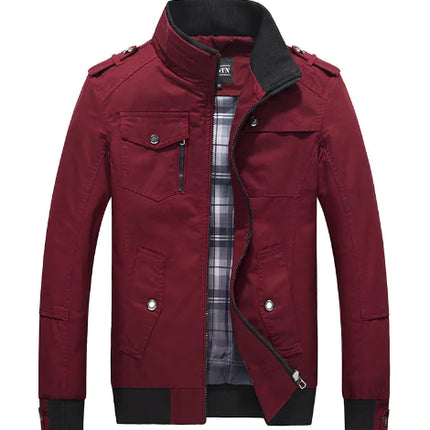 Men’s Pure Cotton Casual Stand Collar Washed Jacket – Spring & Autumn