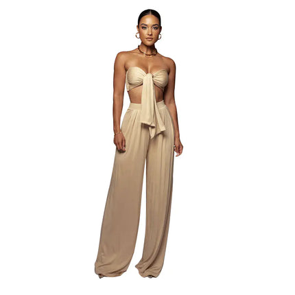Fashion: Strapless Top & Wide-Leg Pants