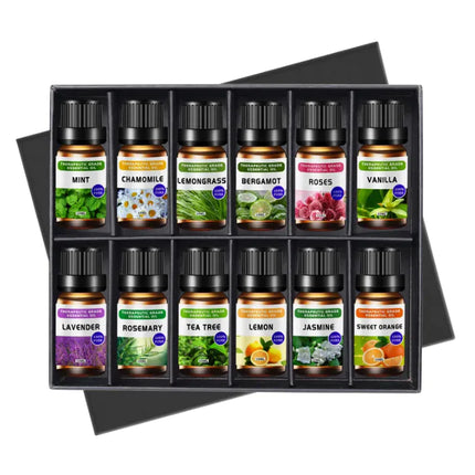 Aromatherapy essential oil set for relaxation and home wellness
