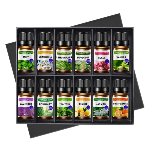 Aromatherapy essential oil set for relaxation and home wellness
