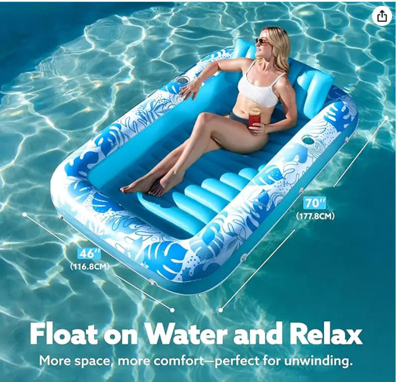 “Inflatable Pool Floating Bed – Adult Lounge with Backrest”