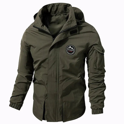 Men’s Casual Waterproof Jacket – Hooded & Multi-Pocket Outdoor Coat