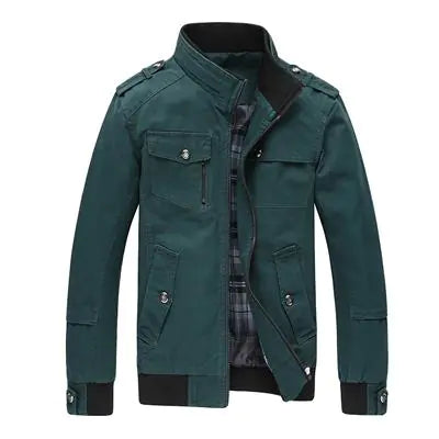 Men’s Pure Cotton Casual Stand Collar Washed Jacket – Spring & Autumn