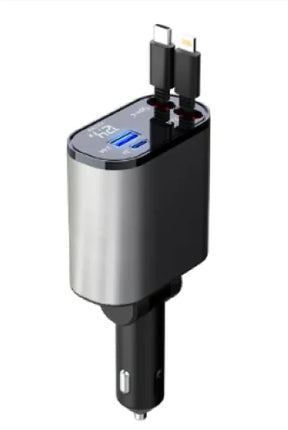 High-Powered 100W Car Charger with USB-C & USB-A Ports – Fast Charging for Phones & Tablets