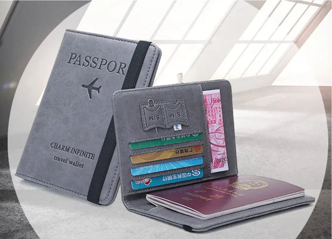 Premium PU leather travel passport cover with card slots