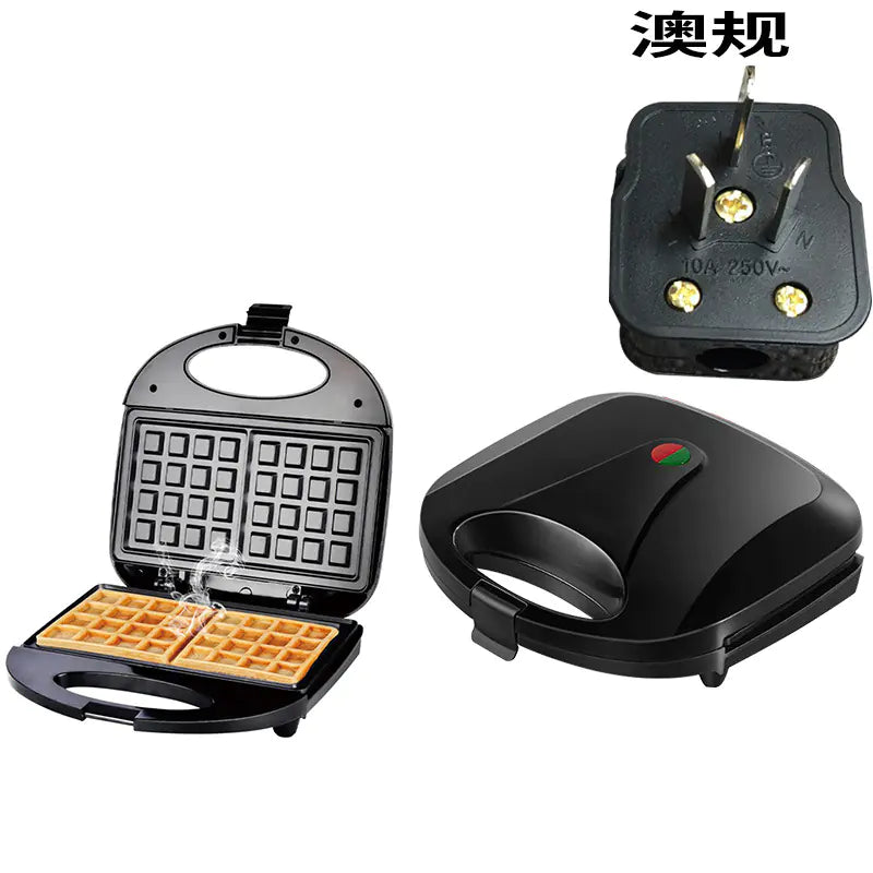 3-in-1 Waffle & Sandwich Maker – Compact Breakfast Machine (750W)
