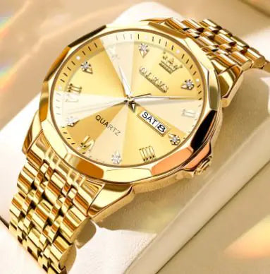 OLEVS men’s watch elegant quartz metal timepiece luxury accessory

Front View / Dial Close-Up:

Men’s quartz watch with sleek metal dial and hour markers

Side Angle / Case Detail:

Elegant metal watch case on OLEVS men’s timepiece

Strap / Bracelet Close-Up:

Stainless steel strap on OLEVS men’s quartz watch

Clasp / Buckle Detail:

Secure metal clasp on OLEVS men’s elegant wristwatch

Model Wearing Watch:

Men wearing OLEVS quartz watch styled with formal and casual outfits

Packaging / Gift Box Display:
