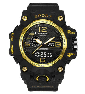 SANDA men’s waterproof LED military sports watch outdoor adventure timepiece

Front View / Digital Display:

Men’s sports watch with LED display for outdoor and military use

Side Angle / Case Detail:

Durable rugged case on SANDA waterproof military watch

Strap / Band Close-Up:

Adjustable strap on men’s waterproof LED sports watch

Clasp / Buckle Detail:

Secure buckle on SANDA military sports watch for outdoor activities

LED Light / Function Display:

Waterproof sports watch showing LED time and multip