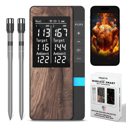 Wireless Meat Thermometer with Dual Ultra-Thin Probes & Bluetooth App Control – BBQ, Oven, Grill & Smoker