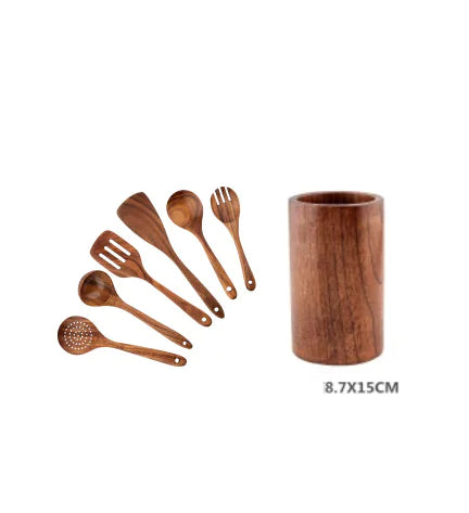 Culinary Essentials Wooden Spatulas – Premium Acacia Wood Kitchen Tools Set
