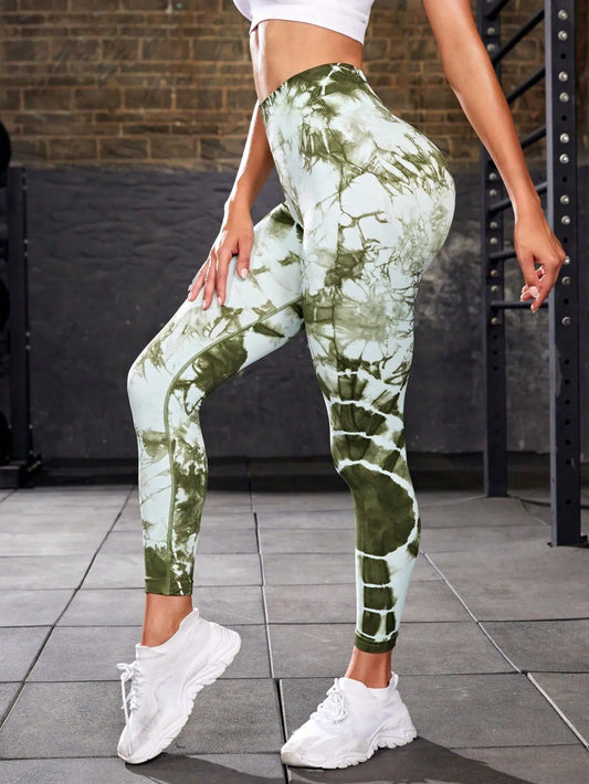 Women’s Tie-Dye Yoga Pants – High Waist Hip Lift Sports Leggings