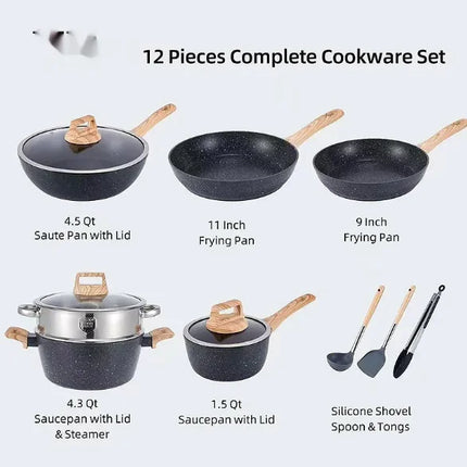 Granite Medical Stone Non-Stick Cookware Set – 12 / 13 / 17 Pieces