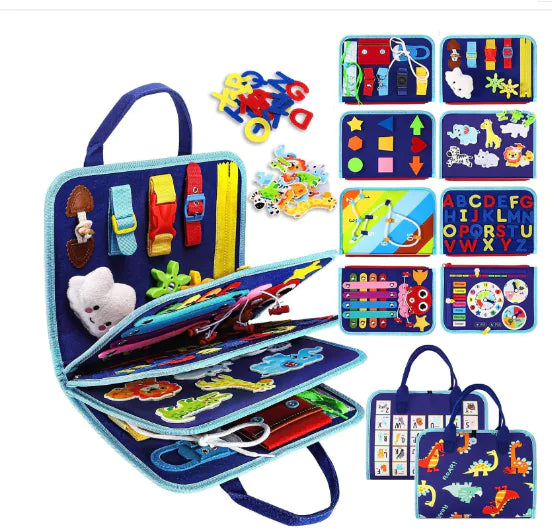 Montessori Busy Board – Upgraded Felt Learning Set for Toddlers & Kids | Sensory Toy | free worldwide shipping.
