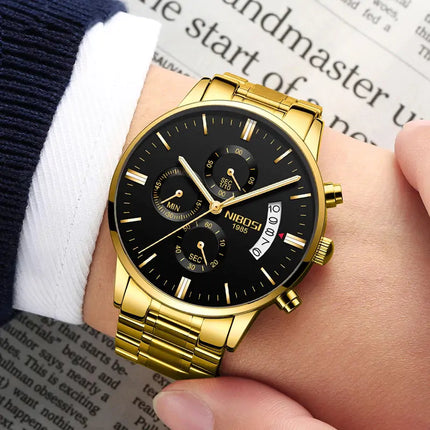 Men’s Luxurious Gold Wrist Watch – Elegant Quartz Timepiece