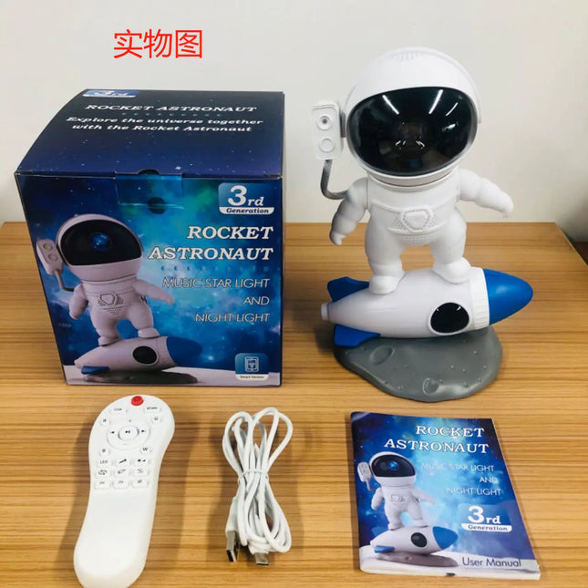 Rocket Astronaut Star Projector Lamp with Bluetooth Speaker – Galaxy Night Light with App & Remote