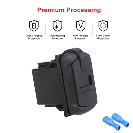 Dual USB Charger Socket with LED Voltmeter & Rocker Switch Panel – Car & Boat Power Adapter