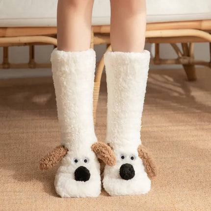 Winter Plush Non-Slip Floor Socks – Soft Warm Fuzzy House Slippers for Women & Teens