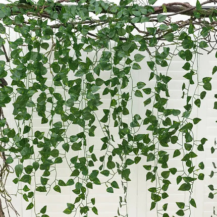 12pcs Artificial Plant Hanging Vines – Lifelike Green Leaf Home & Party Decor