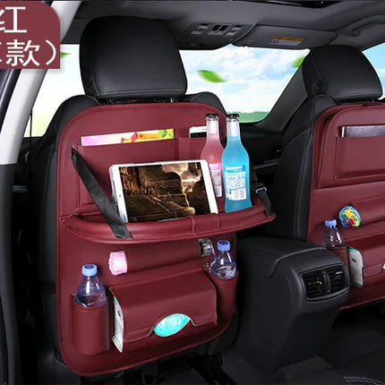 Organiseur de siège auto avec table pliable – Rangement et plateau pour siège arrière en cuir PU | 30 % de réduction + Livraison gratuite