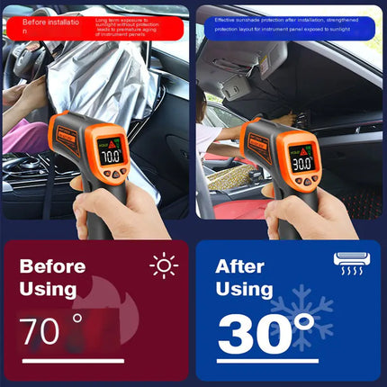“Car Windshield Sunshade Umbrella – Folding UV Heat Shield with Leather Case”