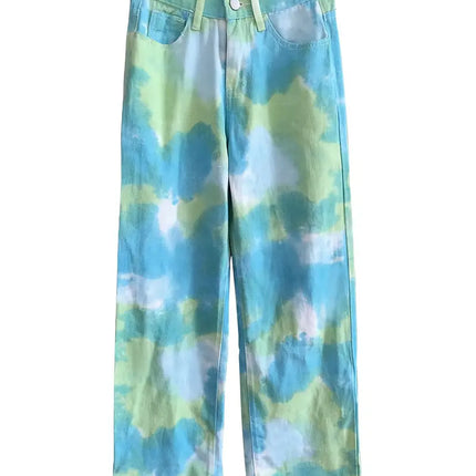 High Rise Tie Dye Ombre Wide Leg Jeans – Loose Baggy Fit Denim
