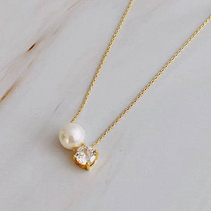 Single Pearl and Diamond Necklace – Minimalist Women’s Jewelry