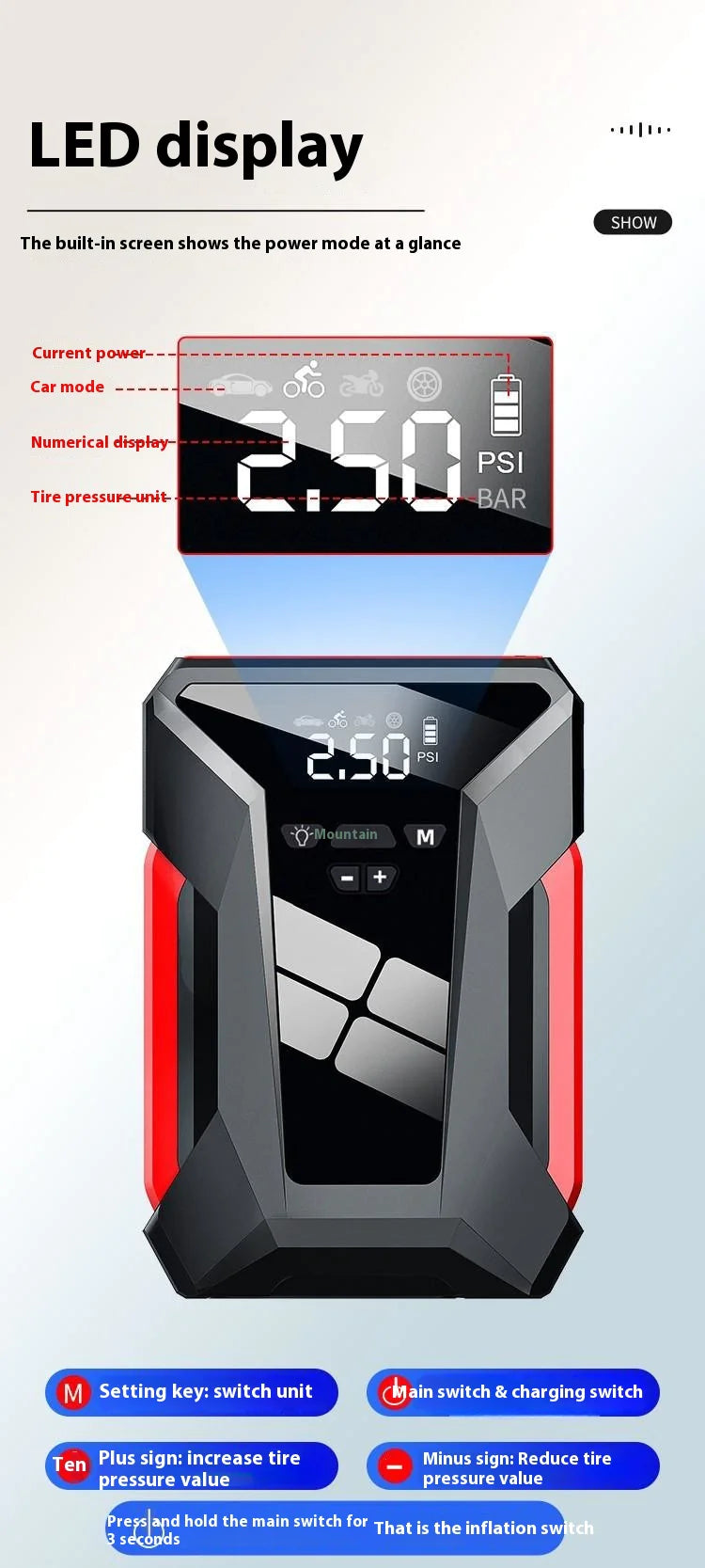 J16 All-in-One 39800mAh 12V Auto Starting Device – 1600A Peak Power Bank